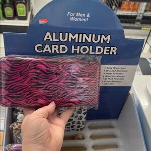 Pink Zebra Aluminum Card Holder